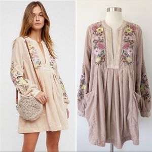 Free people Velvet Mia embroidered boho dress Sz M